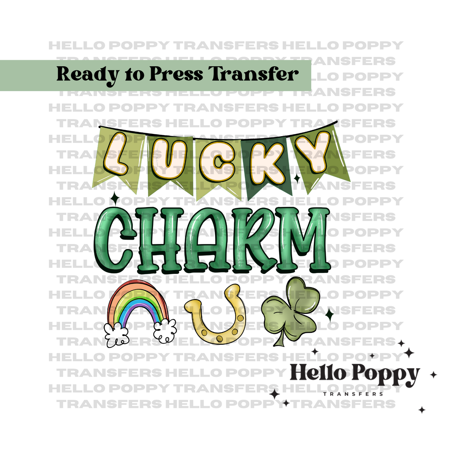 Lucky Charm St. Patrick's Day Full Color Transfer