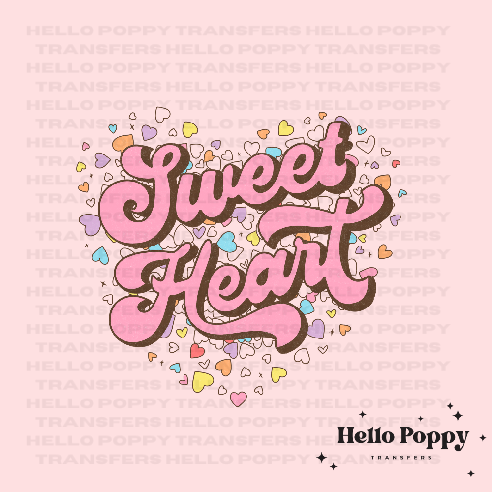 Retro Valentine Sweet Heart Full Color Transfer