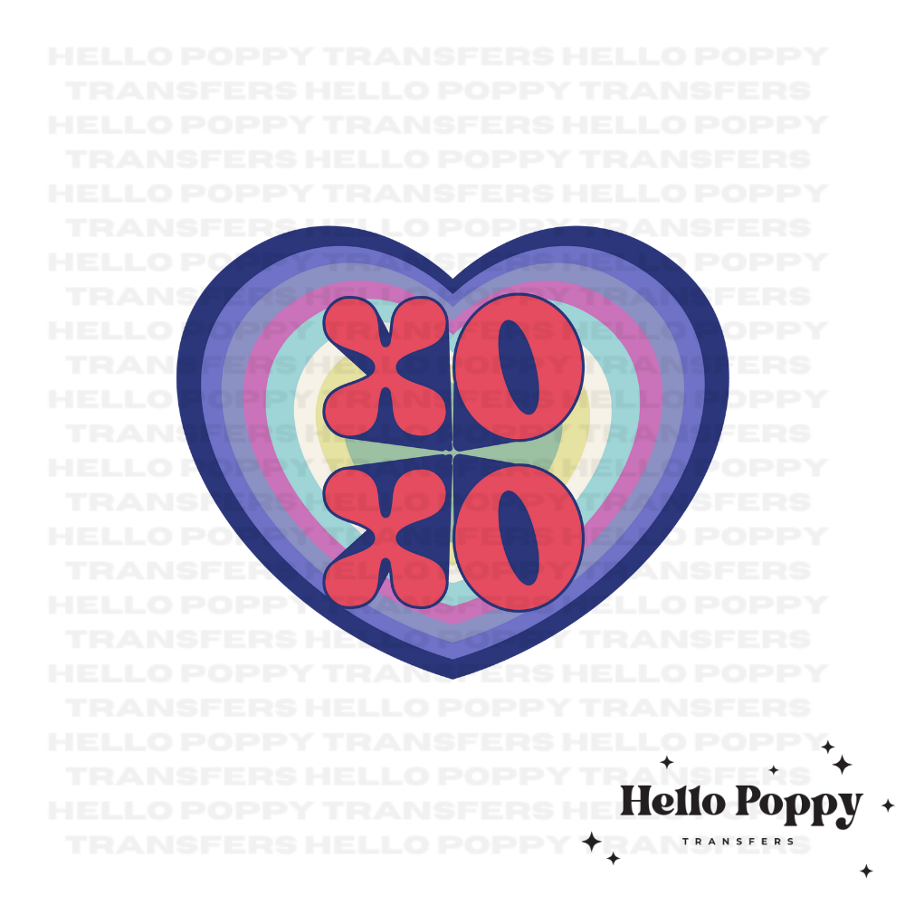 XOXO Retro Heart Full Color Transfer