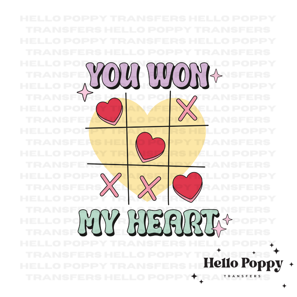 You Won My Heart Retro XOXO Full Color Transfer