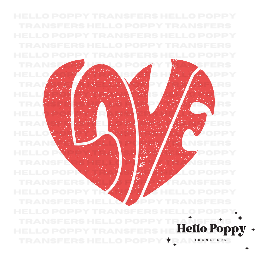 Groovy Valentine's Love Heart Full Color Transfer