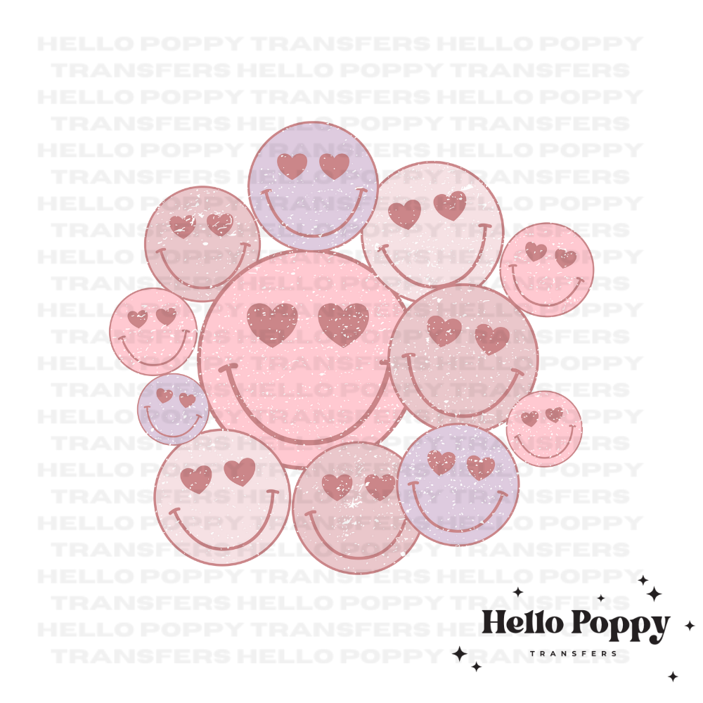 Retro Valentine's Smileys Full Color Transfer