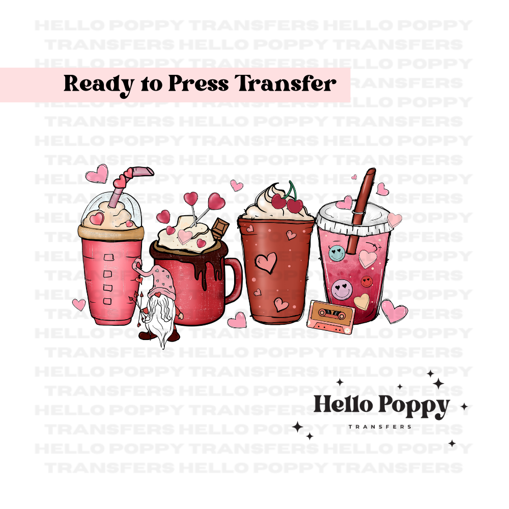 Valentine Coffee Gnome Smileys Full Color Transfer