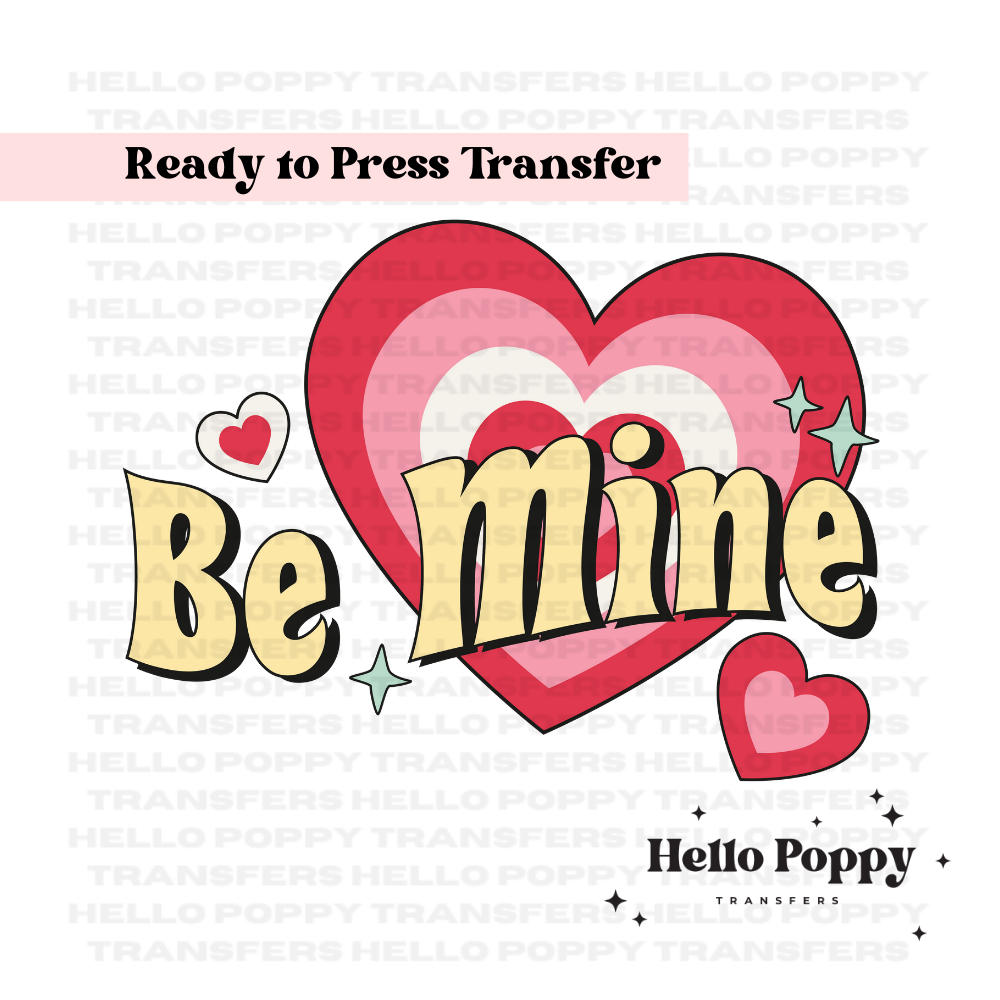 Be Mine Retro Heart Full Color Transfer