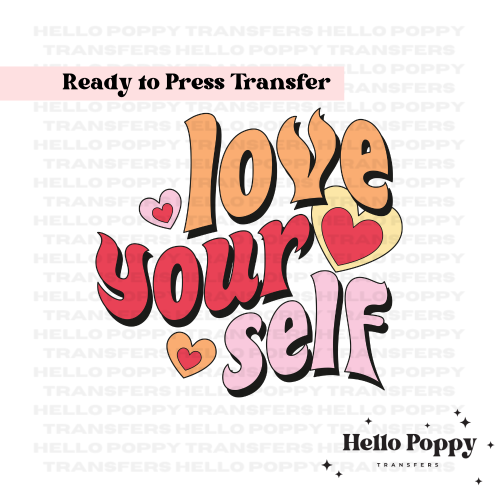 Love Yourself Retro Valentine's Full Color Transfer