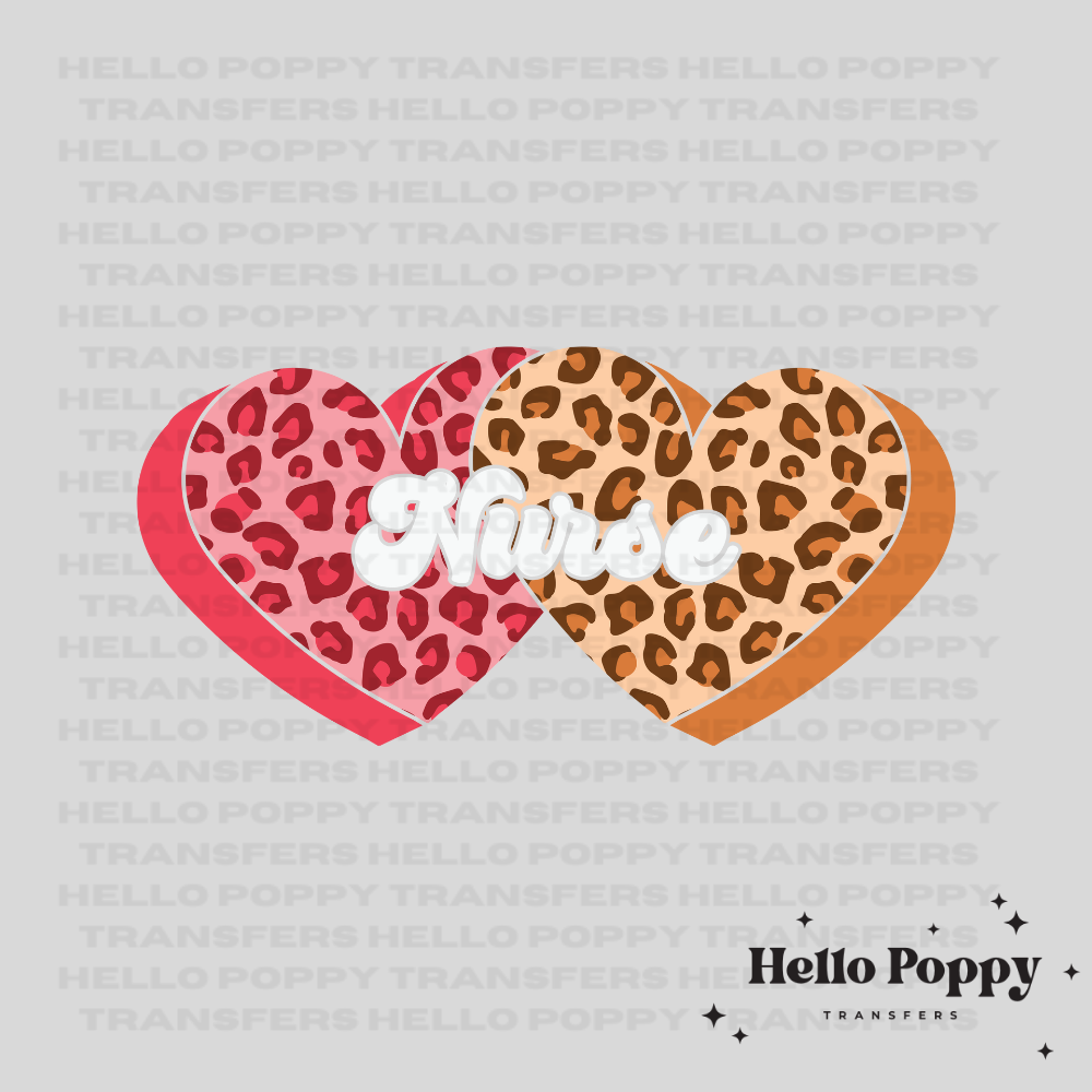 Valentine's Nurse Cheetah Hearts Full Color Transfer