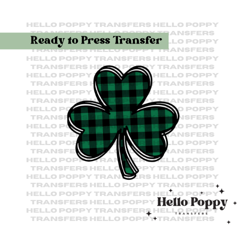 Plaid Clover St. Patrick's Day Full Color Transfer