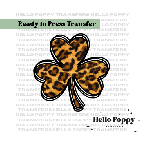 Cheetah Clover St. Patrick's Day Full Color Transfer